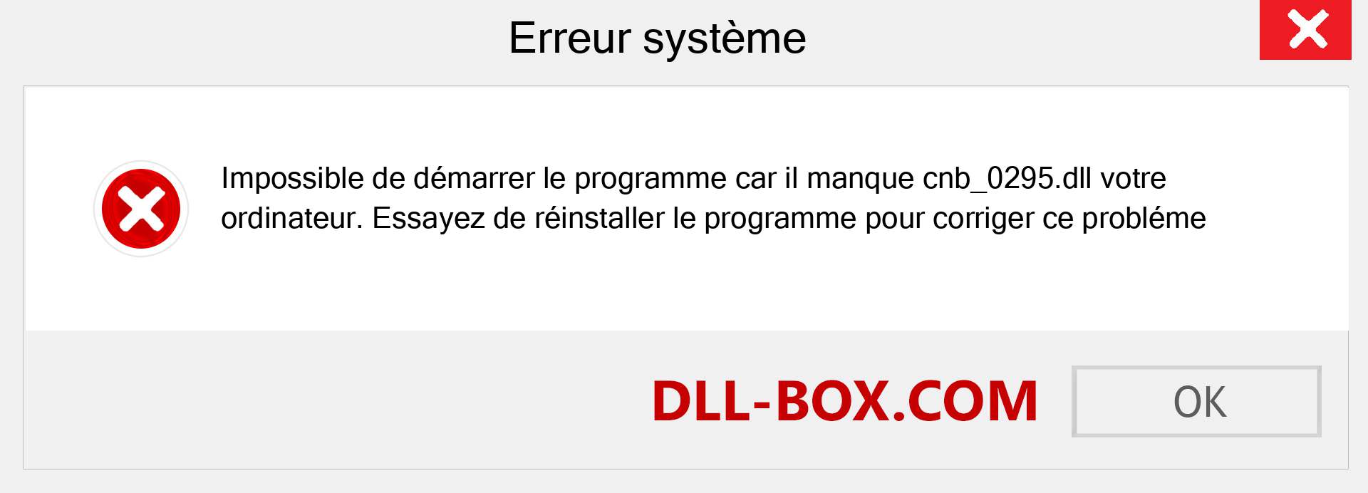 Le fichier cnb_0295.dll est manquant ?. Télécharger pour Windows 7, 8, 10 - Correction de l'erreur manquante cnb_0295 dll sur Windows, photos, images